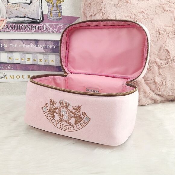{Juicy Couture} Pink Scotties Cosmetic Bag Train Case - Picture 5 of 11